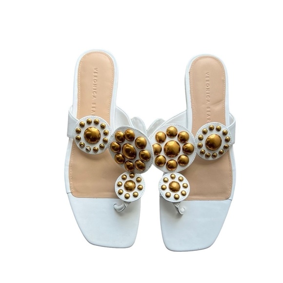 Veronica Beard - Minari Slip On T Strap Embellished Slide Sandals Sz 8 - Picture 2 of 11